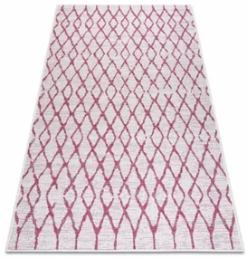 Koberec šnúrkový SIZAL SION Kratka 22129 ploské tkanie biely / fuksia