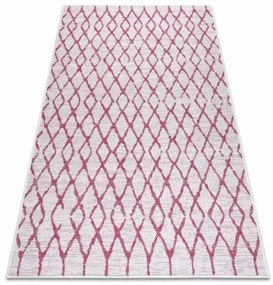 Koberec šnúrkový SIZAL SION Kratka 22129 ploské tkanie biely / fuksia