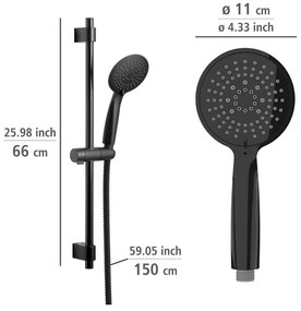 Čierny sprchový set z nerezovej ocele 66 cm Young - Wenko