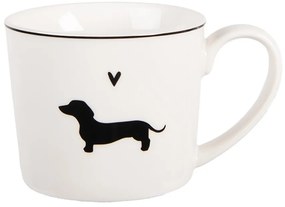 Biely hrnček s jazvečíkom a srdiečkom Dog&Cat - 12*8*7 cm / 275 m