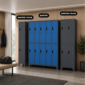 Sociálna BHP šatníková skriňa s 10 dverami BARTEK 1360 x 1720 x 450 mm, antracitovo-modrá
