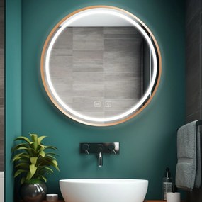 Rea MMJ, okrúhle LED zrkadlo, 60cm, kartáčovaná meď, HOM-05491