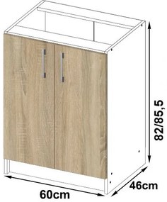 Spodná kuchynská skrinka s doskou LIMA S60 biela / dub sonoma