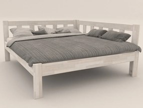 Rohová posteľ so zástenou vpravo Tema P 180x200 cm, bielený buk