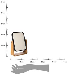 Stolové zrkadlo Natureo, čierna/s drevnými prvkami