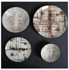 Jedálenská súprava 24 ks hnedá/biela/porcelán