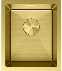 Mexen Trixo, 1-komorový nerezový drez 370 x 440 mm, brúsená zlatá, vzor voština, 6412371000-55HC