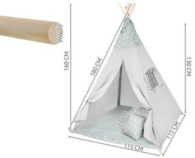 ISO Detský stan Teepee, šedý - hviezdičky, 8703