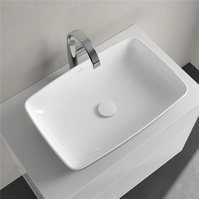 VILLEROY &amp; BOCH Artis obdĺžnikové umývadlo na dosku bez otvoru, bez prepadu, 580 x 380 mm, Coal Black, 417258BCT8