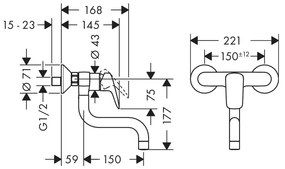Hansgrohe Logis, drezová batéria, chrómová, HAN-71836000