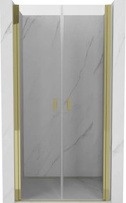 Mexen MIST, 2-krídlové sprchové dvere (d+d) 75x200 cm, 6mm číre sklo, zlatý lesklý profil, 8A7-075-000-50-00