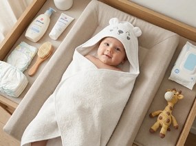 Detská osuška s kapucňou NUBI 75x75 cm, biela