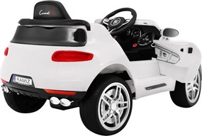 Ramiz Turbo-S batériové auto pre deti Biele + Diaľkové ovládanie + Pomalý štart + EVA kolesá + MP3 rádio