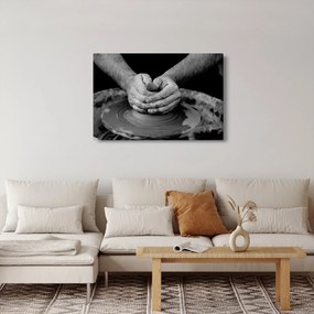 Čiernobiely obraz - výroba keramiky (90x60 cm)