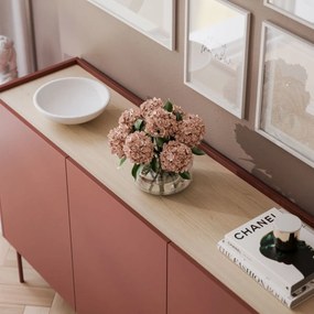 KOMODA LUCCA TROJDVEROVÁ CERAMIC RED / DUB LINEA 144 cm