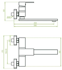 Laveo Kvadrato, kuchynská batéria nástenná L-259, čierna matná, LAV-BLQ_780D