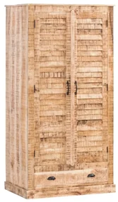 furniture-nabytek.cz - Masívna šatní skriňa Caribou z mangového dreva, lakovaná, prírodná farba – 90×60×180 cm