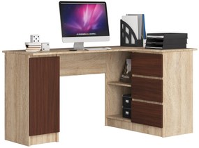 Rohový PC stolík Bevin (dub sonoma + wenge) (P). Vlastná spoľahlivá doprava až k Vám domov. 1069142