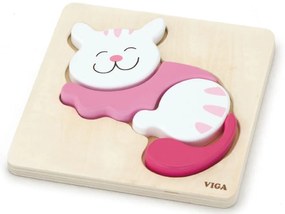 Viga drevené puzzle pre deti - mačka