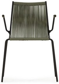 Zelené kovové jedálenské stoličky v súprave s podrúčkami/stohovateľné 2 ks Emily – Marckeric