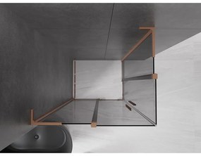 Mexen Velar L Duo, sprchový kút s posuvnými dverami 90 x 80 cm, 8mm šedé sklo, medená matná, 871-090-080-02-43-65