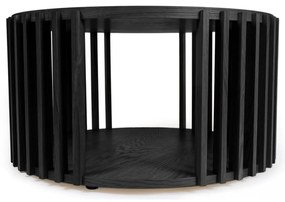 Čierny konferenčný stolík z dubového dreva Woodman Drum, ø 83 cm