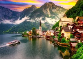 ENJOY Puzzle Hallstatt pri západe slnka, Rakúsko 1000 dielikov