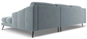 Svetlomodrá zamatová rohová pohovka (pravý roh) Nalu – Makamii