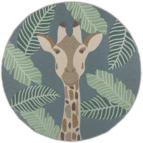 Flair Rugs, Kusový koberec Dauntless Eric Giraffe – na von aj na doma, 160x160 (priemer) kruh, viacfarebná, chodba / predsieň