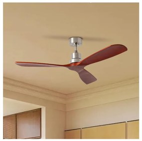 ZEVENTI - Stropný ventilátor LIONI Wi-Fi Tuya chróm/dub + diaľkový ovládač