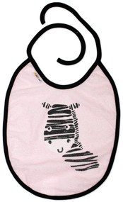 Nepromokavý podbradník, 24 x 23 cm Baby Nellys veľký Zebra - ružová