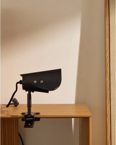 Čierna kovová stolová lampa s klipom (výška 16 cm) Jula – Kave Home