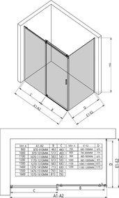 Erga Lynn, pevná stena pre sprchový kút 70x195 cm, 8mm číre sklo, čierny profil, ERG-V02-LYNN-G070-CL-BK