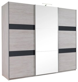 Skriňa Verdek SZ250 VD13, Farby: dub monastery / dub monastery + čierny lesk, Osvetlenie: osvetlenie LED
