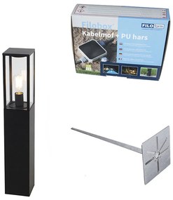 Vonkajšia stĺpová lampa čierna 80 cm so zemným hrotmi a káblovou objímkou - Charlois