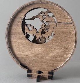 Drevená lampička na nočný stolík Vlk