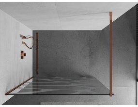 Mexen Kioto, sprchová zástena 90x200 cm, 8mm číre sklo s bielym vzorom, profil ružové zlato, 800-090-101-60-85