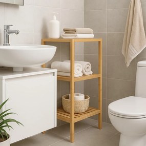 Bambusový kúpeľňový regál v prírodnej farbe 37x83 cm Skaren – Bonami Essentials