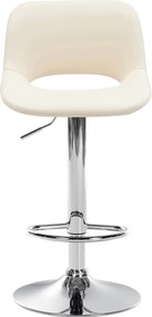 Barová stolička Camden - koženka, chróm rám - Krémová