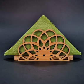 AMADEA Drevený stojanček na obrúsky v tvare mandaly, masívne drevo, 12,3x6,5x3,5 cm