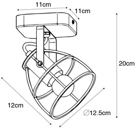 Priemyselný reflektor tmavosivý s dreveným nastaviteľným - Arthur