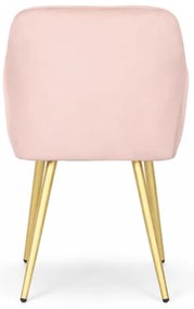 Sada dvoch jedálenských stoličiek LUXANO zamatové, ružové / zlaté nohy (2 ks)