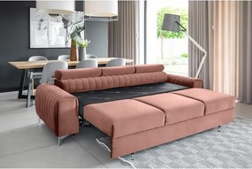 Ružová zamatová rozkladacia pohovka 261 cm Laurence – ELTAP