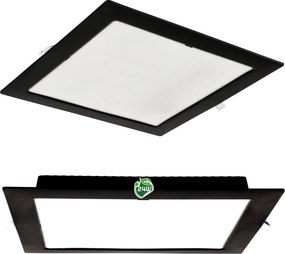 BERGE Štvorcový LED panel zapustený čierny - 24W - PC - neutrálna biela