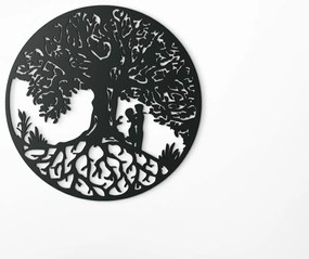 drevko Drevený obraz Strom života so zaľúbencami Rozmer obrazu: 44,5 x 44,5 cm, Farba dekorácie: Čierna