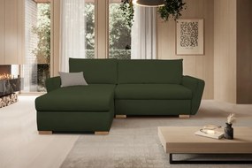 Rohová sedačka Helvetius, tmavo zelená látka