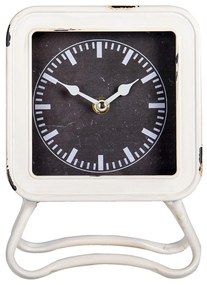 Biele kovové stolové hodiny s patinou - 16 * 5 * 22 cm