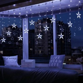 ACA Lighting LED vianočný záves Hviezdičky, 3x3m, studená biela, IP44, 100 LED