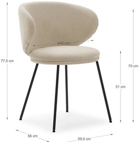 Béžové čalúnené jedálenské kreslá v súprave 2 ks Rush – Marckeric