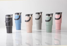 Sivá cestovná fľaša z nehrdzavejúcej ocele 1 l Eco – Ladelle